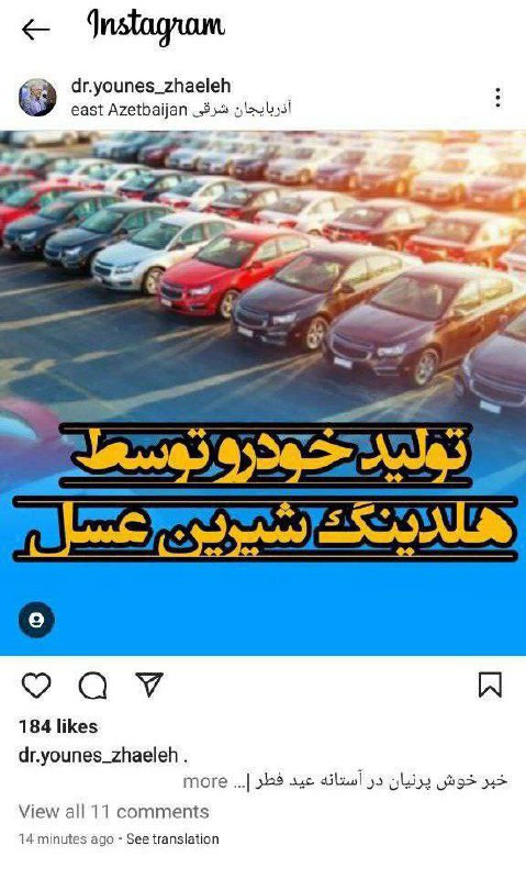 درباره این مقاله بیشتر بخوانید 🚗 شیرین‌‌عسل هم خودروساز می شود!!!