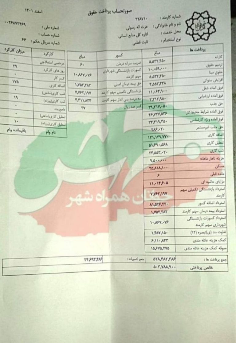 درباره این مقاله بیشتر بخوانید ‼️حقوق ۵۰ میلیونی رسولی، معاون شورای شهر انقلابی تهران!