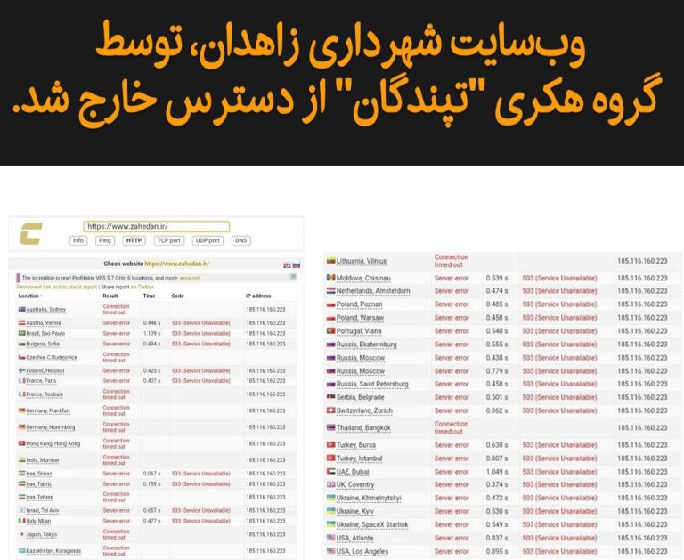 درباره این مقاله بیشتر بخوانید وب‌سایت شهرداری زاهدان، توسط گروه هکری “تپندگان” از دسترس خارج شد.