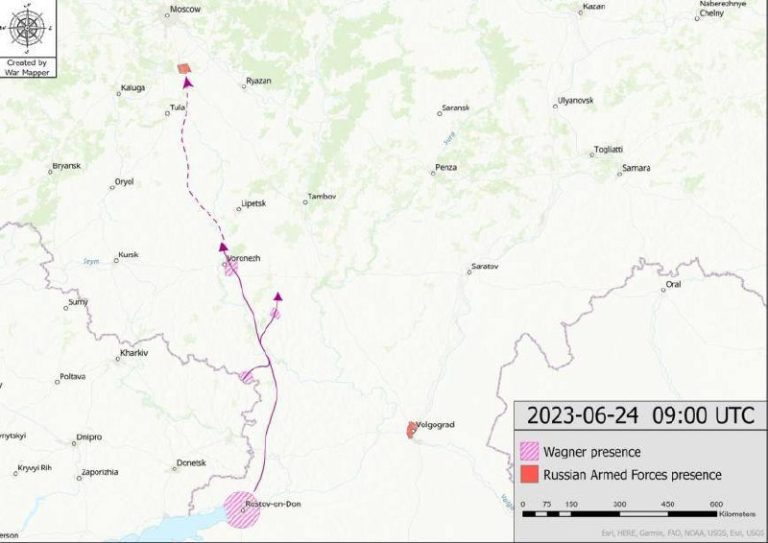 درباره این مقاله بیشتر بخوانید 📸 نقشه‌ای از پیشروی های پی در پی نیروهای گروه واگنر در خاک روسیه
