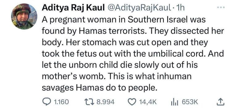 درباره این مقاله بیشتر بخوانید 🔺خبرنگار هندی: تروریست‌های حماس با شکافتن بدن یک زن باردار نوزاد نارس او را کشتند