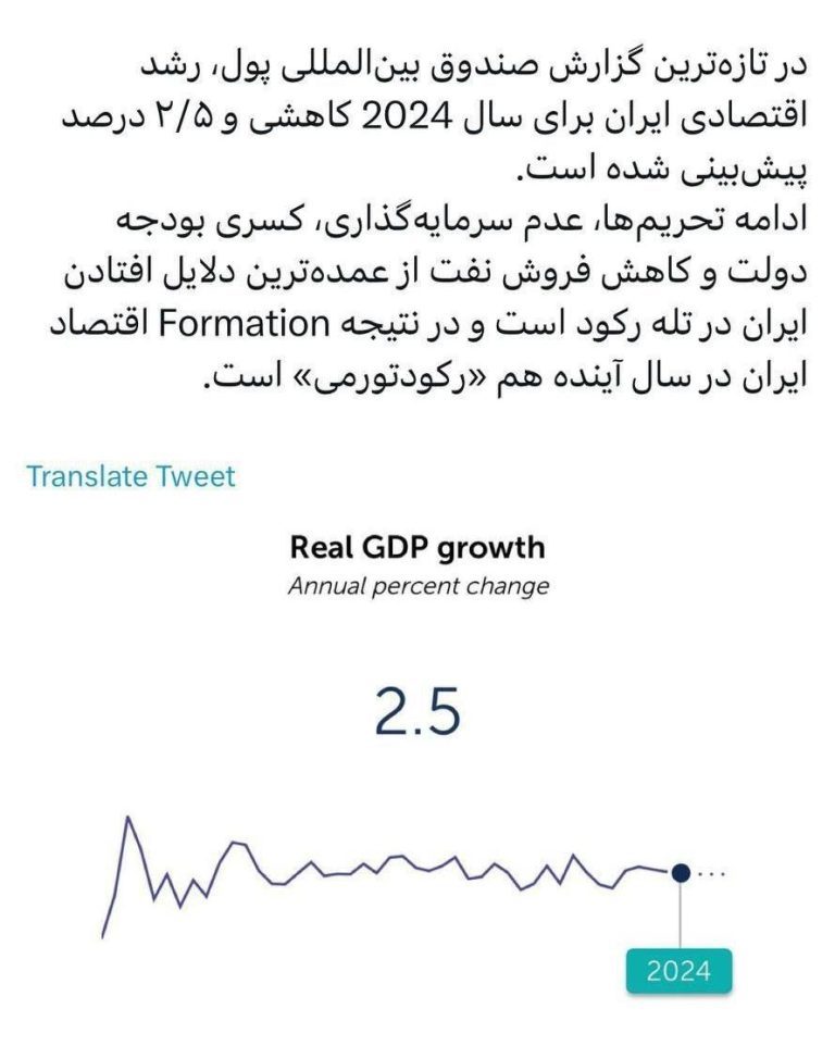 درباره این مقاله بیشتر بخوانید 📢 اقتصاد ایران در سال آینده رکود تورمی است