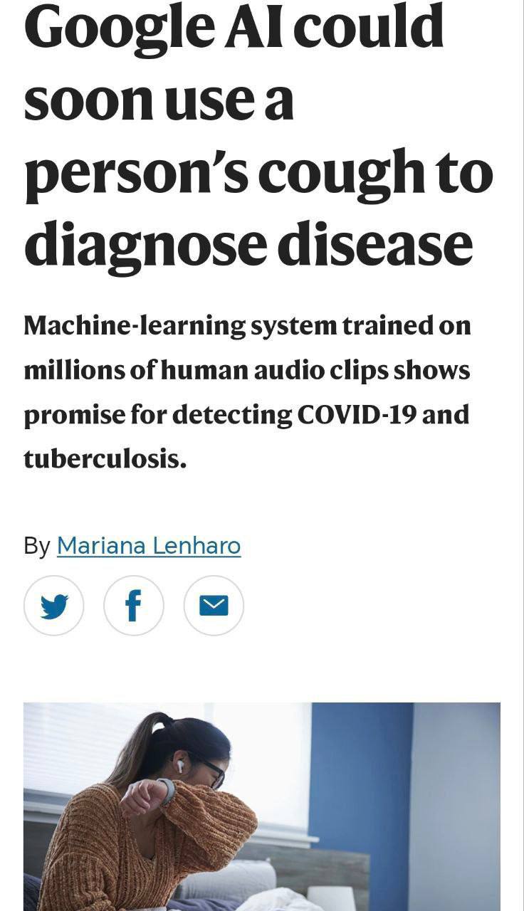 درباره این مقاله بیشتر بخوانید گوگل هوش مصنوعی ابداع کرده است که می تواند بیماری را با سرفه تشخیص دهد