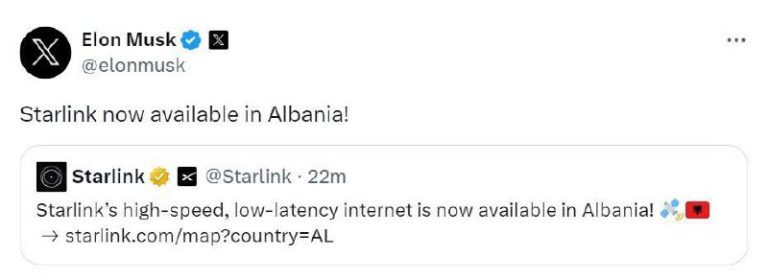 درباره این مقاله بیشتر بخوانید اینترنت پرسرعت استارلینک اکنون در آلبانی در دسترس است
