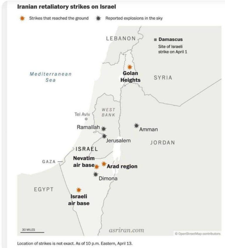 درباره این مقاله بیشتر بخوانید 📸 نقشه‌‌ واشنگتن پست از نقاطی در اسرائیل که ایران آنها را مورد هدف قرار داده است