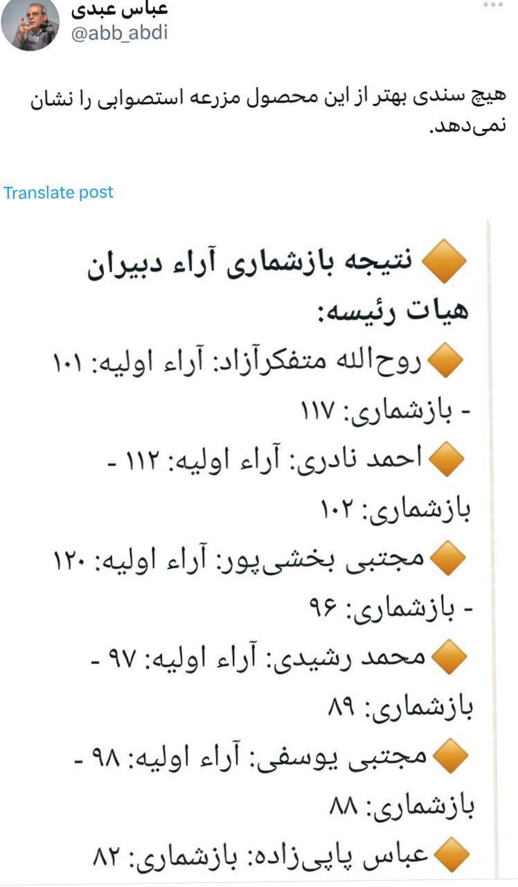 درباره این مقاله بیشتر بخوانید انتخابات هیأت رئیسه مجلس را برگزار کردند، دو روزه این ٢٩٠ رأی را بازشماری می‌کنند و هر سری به عدد و رقم جدیدی می‌رسند! البته ادعای مدیریت جهانی هم دارند.