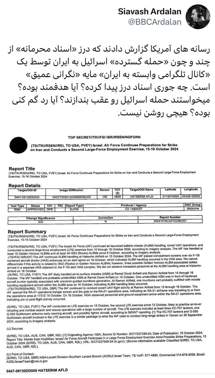 درباره این مقاله بیشتر بخوانید اورشلیم پست ادعا می کند دولت بایدن نقشه اسرائیل برای حمله به ایران را به دولت ایران درز داده اند.