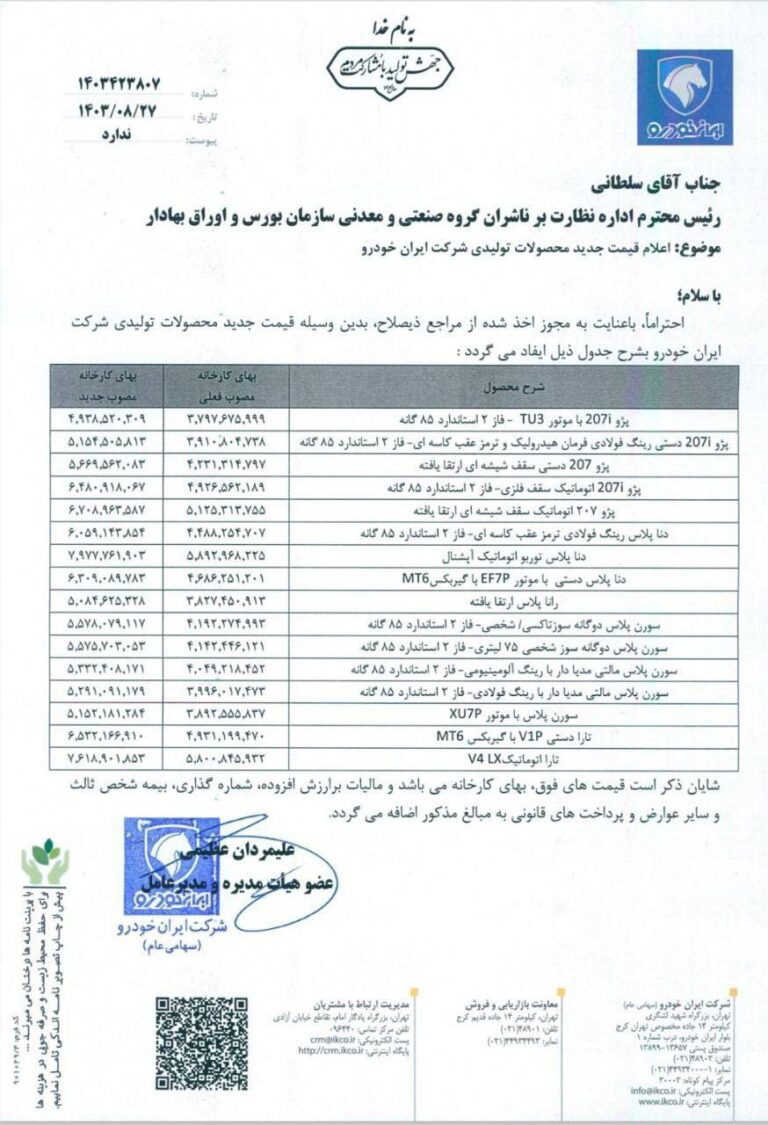 درباره این مقاله بیشتر بخوانید 🔴 ایران خودرو مجوز افزایش نرخ گرفت!