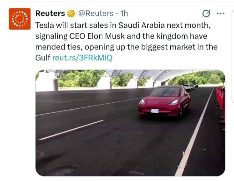 درباره این مقاله بیشتر بخوانید 🔻آغاز فروش خودروهای تسلا در عربستان از ماه آینده