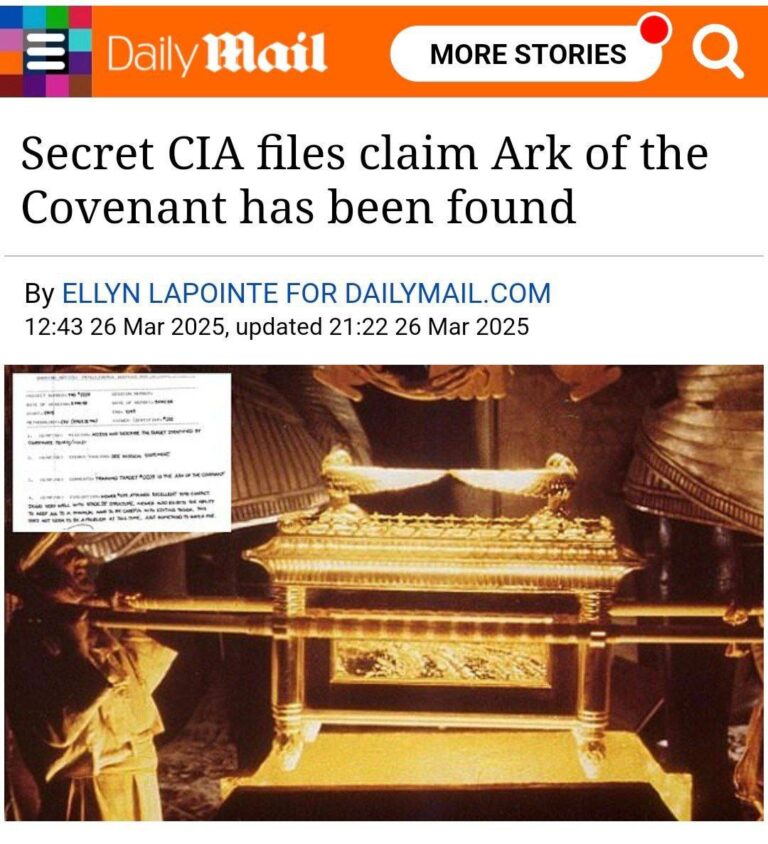 درباره این مقاله بیشتر بخوانید براساس اسنادی که دیلی میل منتشر کرده ، مدعی شده که سیا در سال ۱۹۸۸ صندوق عهد (Arc of Covenant) رو پیدا کرده ، اما به علت اینکه توسط نیروهای مرموزی محافظت میشه نمیشه بهش دست زد .