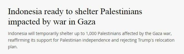 درباره این مقاله بیشتر بخوانید اندونزی پذیرش فلسطینیان از غزّه را آغاز کرده و اعلام کرده که هزار فلسطینی به این کشور خواهند رفت.