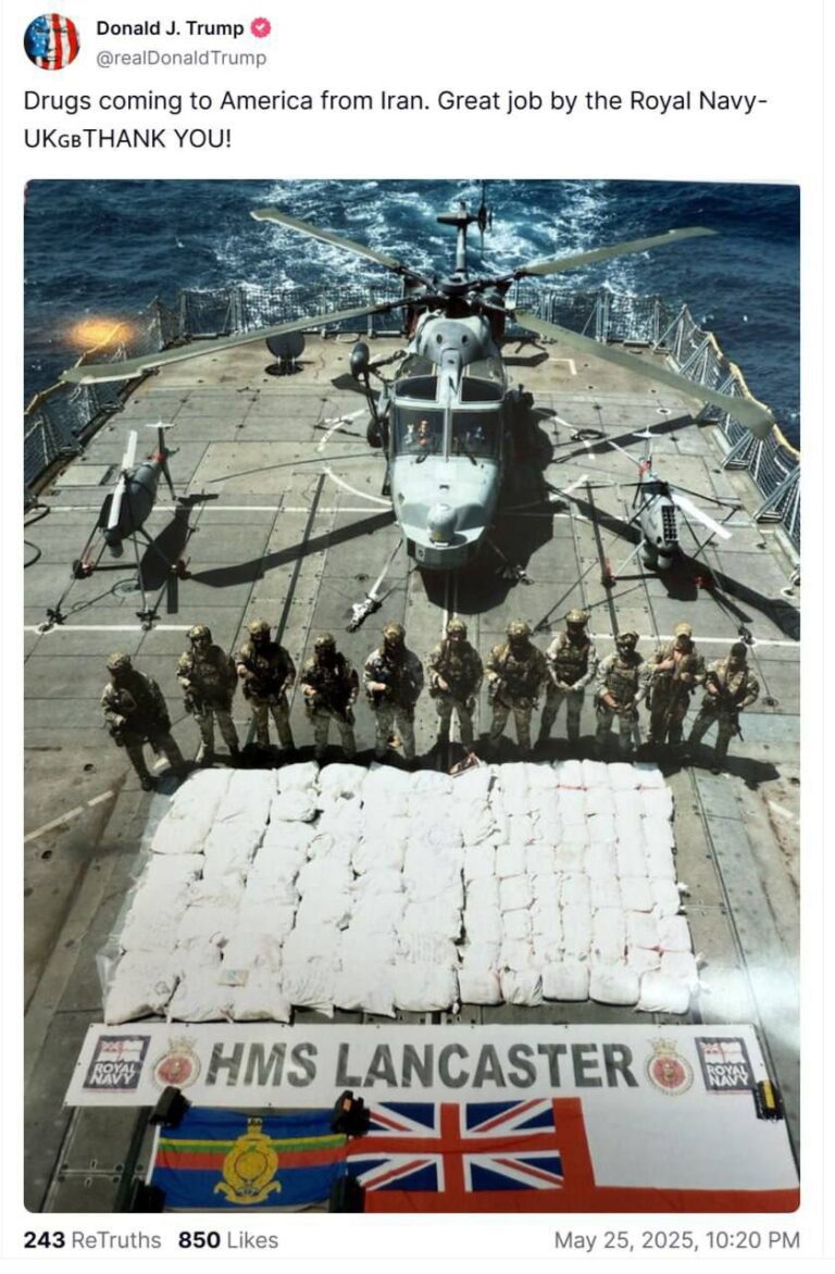 درباره این مقاله بیشتر بخوانید ترامپ با انتشار عکسی نوشت:  مواد مخدری که از ایران به آمریکا می‌آید کشف شد.