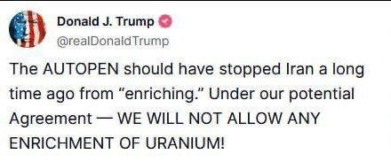 درباره این مقاله بیشتر بخوانید ترامپ: ایران اجازه غنی‌سازی نخواهد داشت