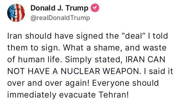 درباره این مقاله بیشتر بخوانید ترامپ: فورا تهران را تخلیه کنید