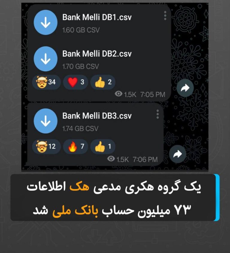درباره این مقاله بیشتر بخوانید یک گروه هکری مدعی هک اطلاعات ۷۳ میلیون حساب بانک ملی شد