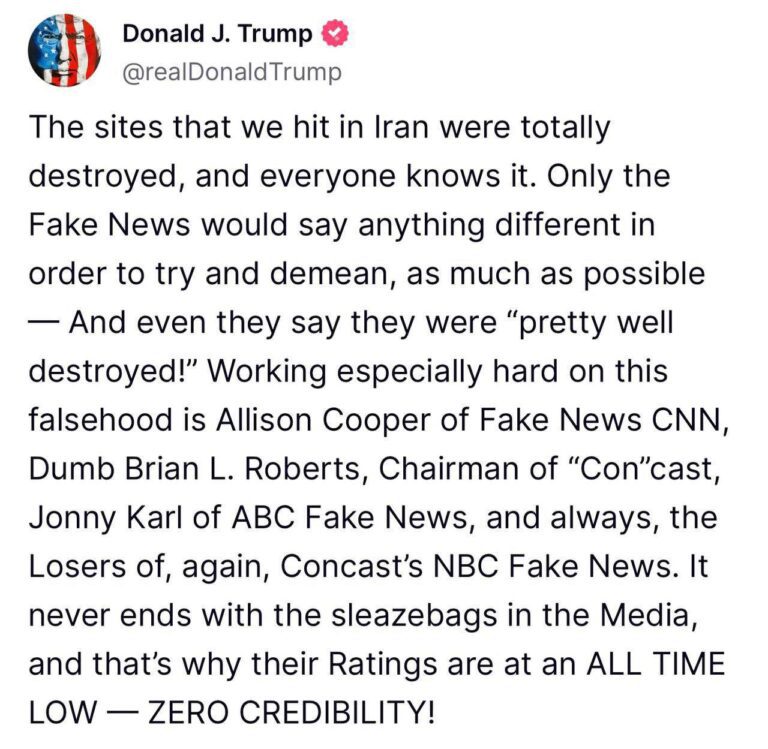 درباره این مقاله بیشتر بخوانید 🔴ترامپ در اولین واکنش پس از حمله ایران به پایگاه آمریکا در قطر گفت ما سه سایت هسته‌ای ایران را نابود کردیم