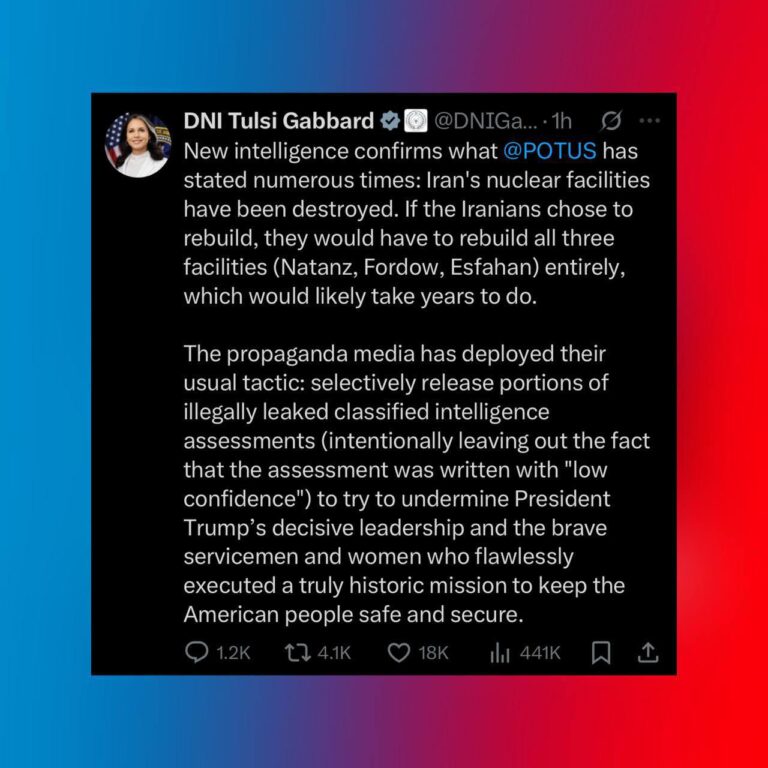 درباره این مقاله بیشتر بخوانید مدیر اطلاعات ملی آمریکا تایید می‌کند: تأسیسات هسته‌ای جمهوری اسلامی نابود شده‌اند | بازسازی آن‌ها سال‌ها طول می‌کشد