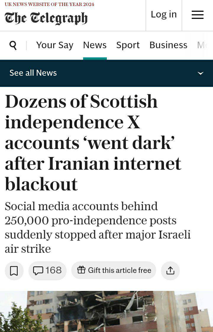 درباره این مقاله بیشتر بخوانید 🔴تلگراف : خاموشی ده ها اکانت استقلال طلب اسکاتلند با قطعی اینترنت در ایران