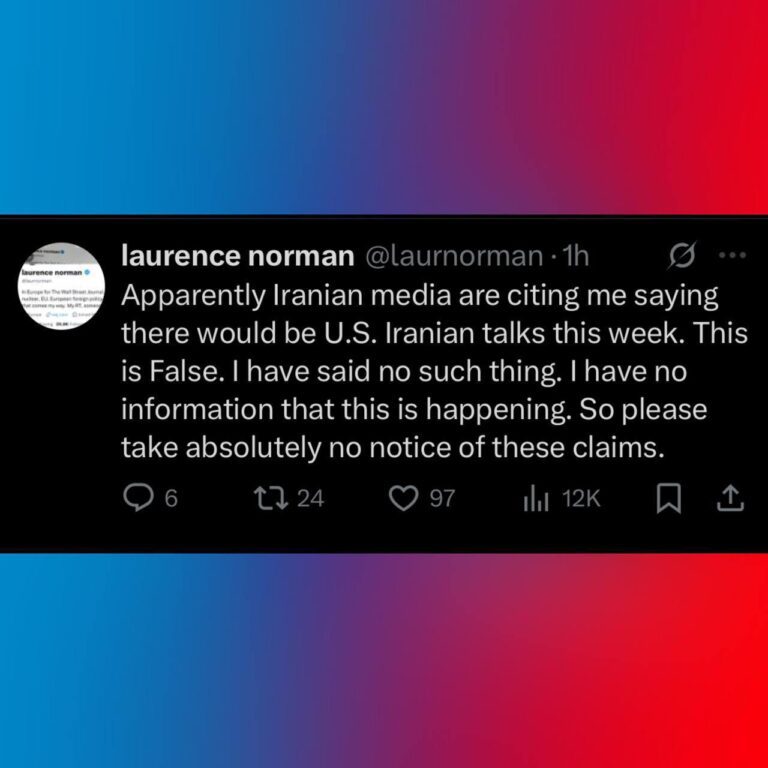 درباره این مقاله بیشتر بخوانید تکذیب صریح خبرنگار وال‌استریت ژورنال درباره شایعه مذاکره جمهوری اسلامی و آمریکا