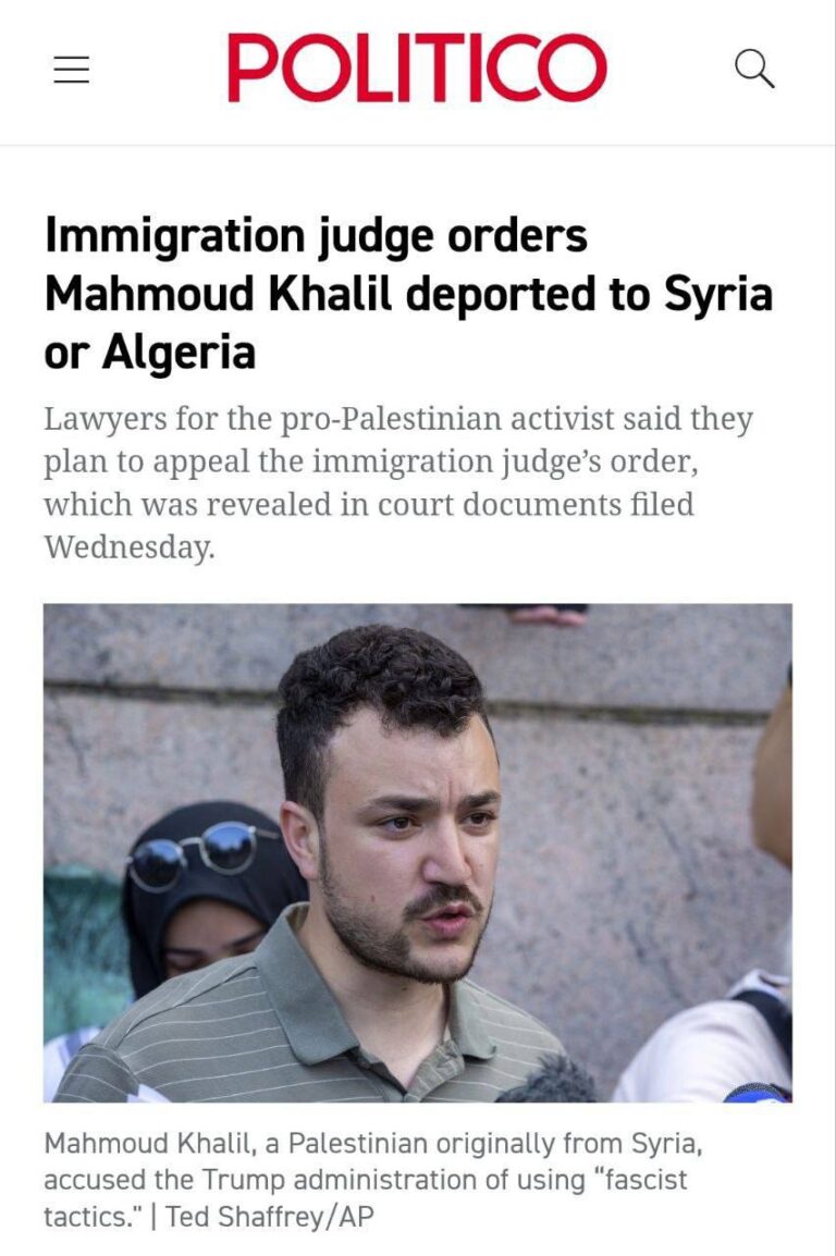 درباره این مقاله بیشتر بخوانید 🔴اخراج دانشجوی حامی حماس از آمریکا