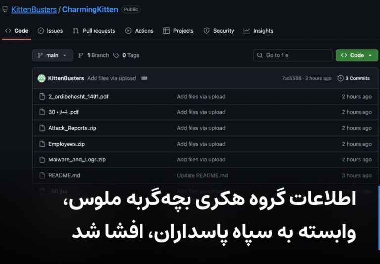 درباره این مقاله بیشتر بخوانید 🔻 اطلاعات گروه هکری بچهگربه ملوس، وابسته به سپاه پاسداران، افشا شد