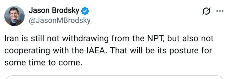 درباره این مقاله بیشتر بخوانید 🔻🔺جیسون برادسکی: رژیم ایران از انپیتی خارج نشده اما همکاری با آژانس را متوقف کرده است