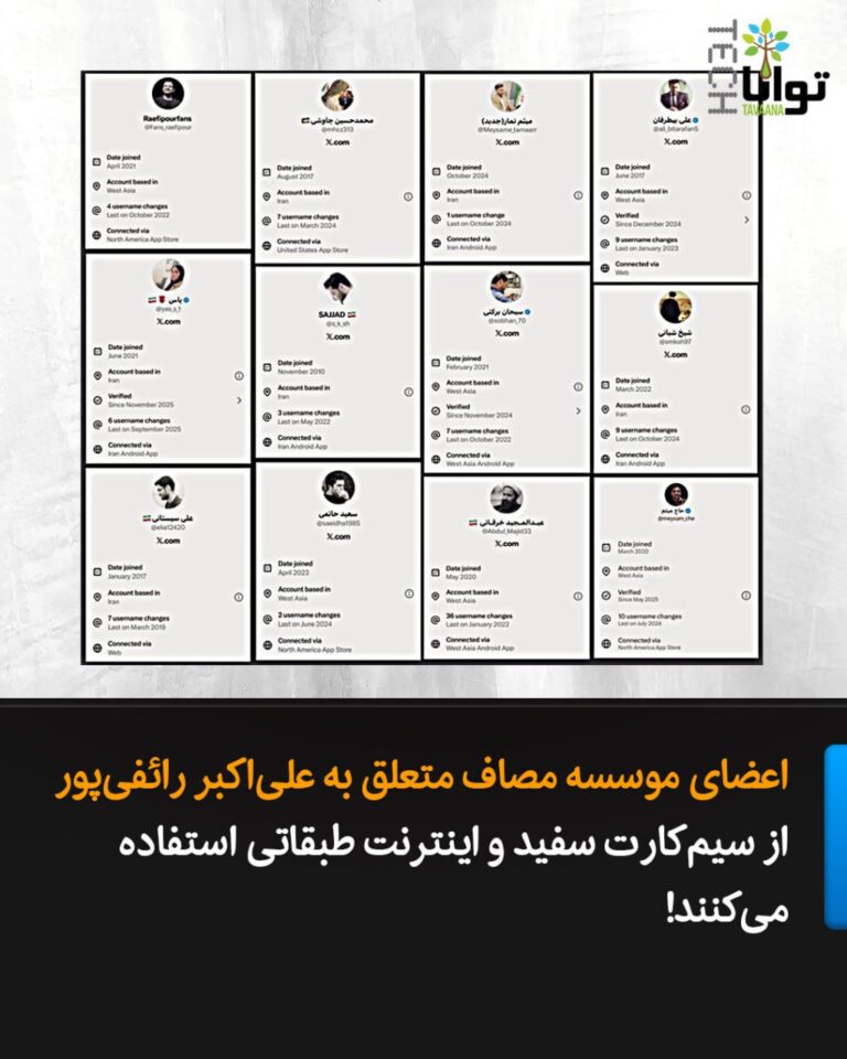 درباره این مقاله بیشتر بخوانید اعضای موسسه مصاف متعلق به علیاکبر رائفیپور از سیمکارت سفید و اینترنت طبقاتی استفاده میکنند!