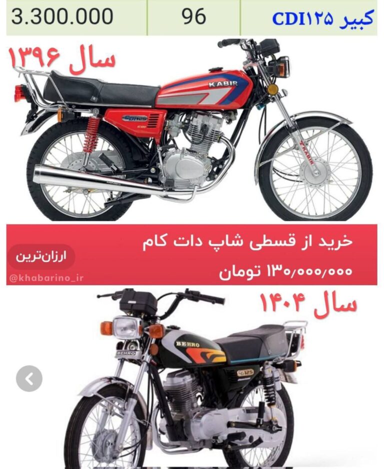 درباره این مقاله بیشتر بخوانید تغییرات قیمت موتورسیکلت ۱۲۵ در ۸ سال!
